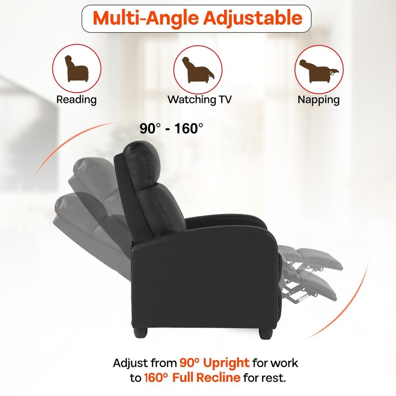 Recliner Sofa Massage Chair with Lumbar Support & Padded Backrest for Home Theat gallery