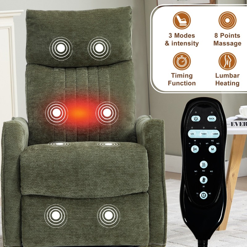 Green Massage Recliner Chair with Heat, Rocker & Swivel gallery