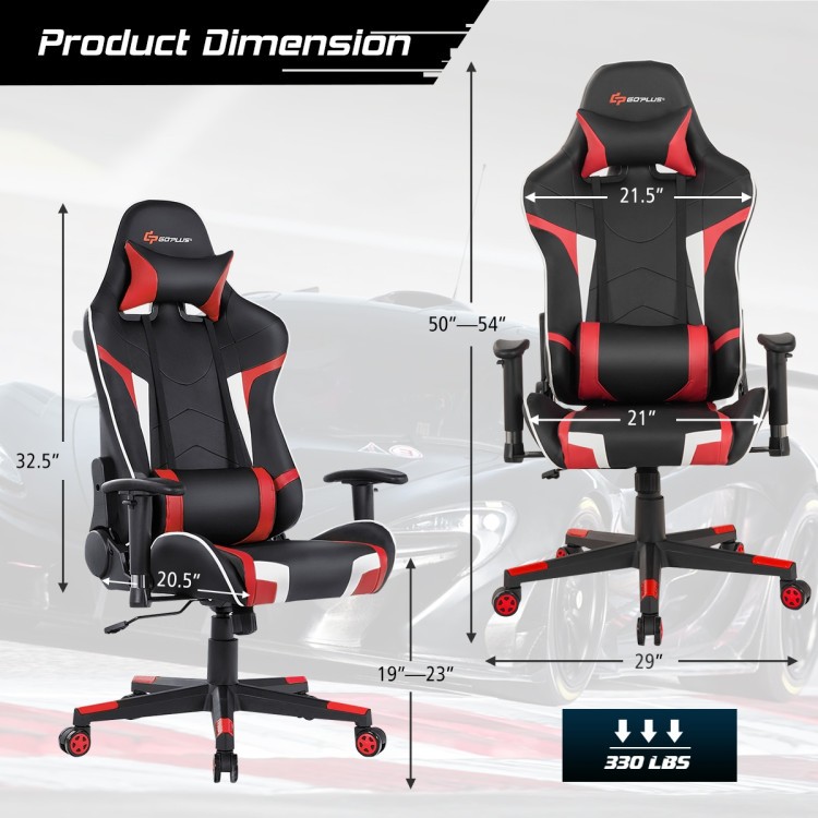 Reclining Massage Gaming Chair with Lumbar Support and 360° Swivel gallery
