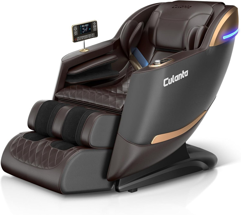 53" Full Body Shiatsu Massage Chair - Zero Gravity, Heat & Dual Control, Brown