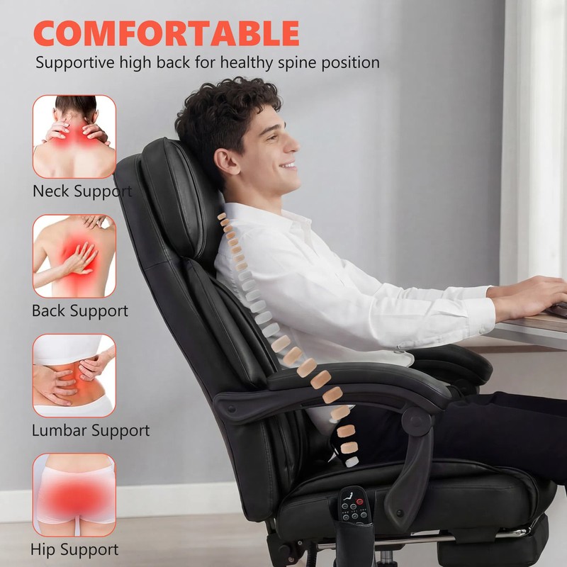 High Back Vibration Massage Chair Heating Office Chair Reclining Computer Chair gallery