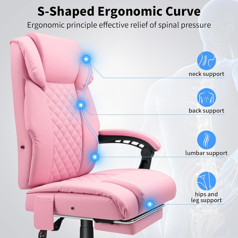 400Lbs Massage Office Chair with Foot Rest 6 Points Vibration Ergonomic Executiv gallery