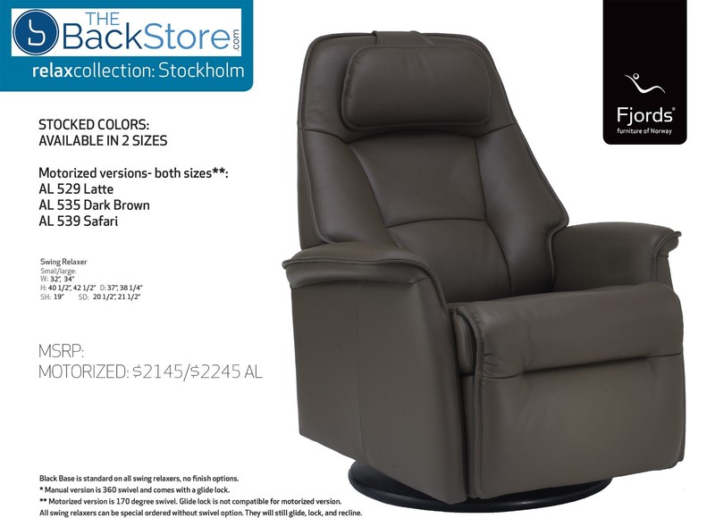 Small Fjords Stockholm Swing Relaxer Power Recliner Chair AL Dark Brown Leather gallery