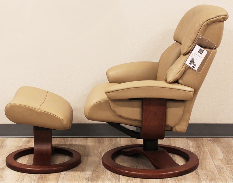 Fjords Alfa Small Recliner Chair and Ottoman AL 552 Tan Leather Lounger gallery