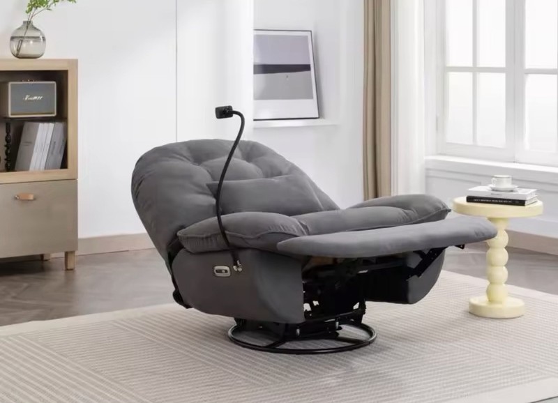 Gray Heated Electric Massage Recliner Chair USB Adjustable Fabric Upholstery gallery