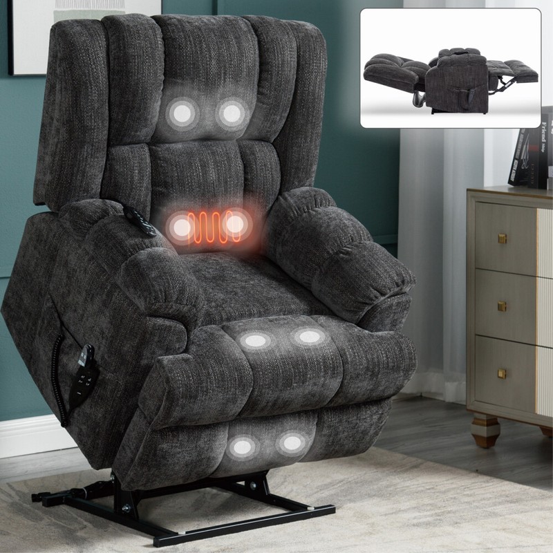 Dual Motor Heat Massage Infinite Position 350 LBS Electric Power Lift Recliners