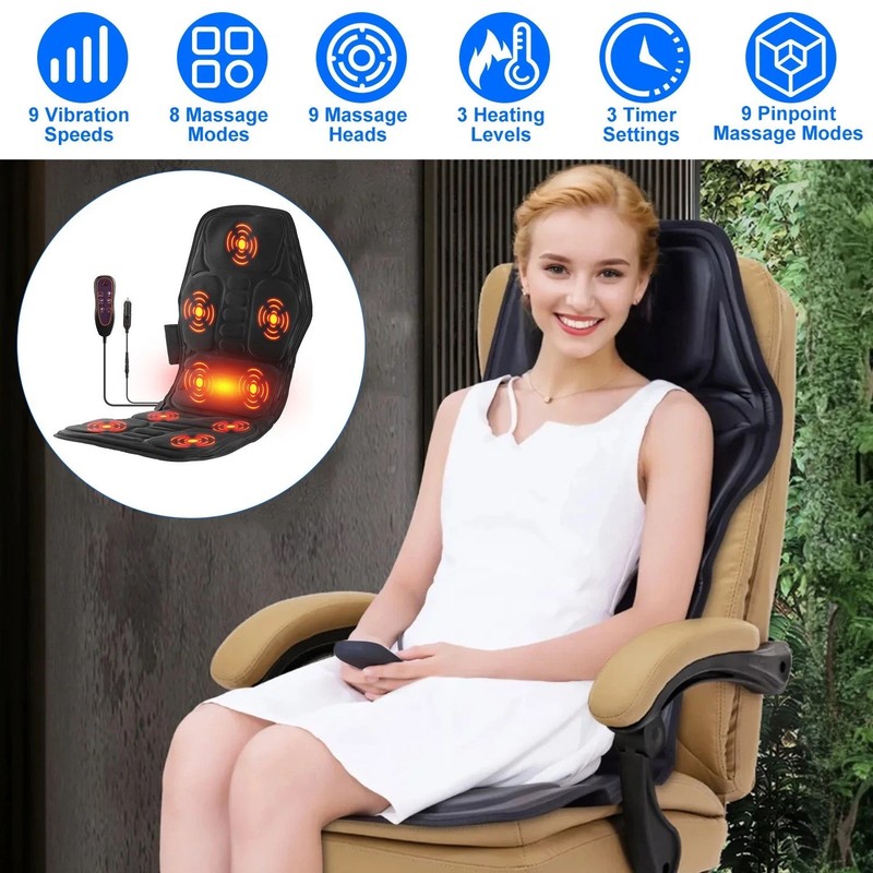 Full Body Massage Chair Pad with Heat, 8 Modes 9 Intensities, Home Office Car
