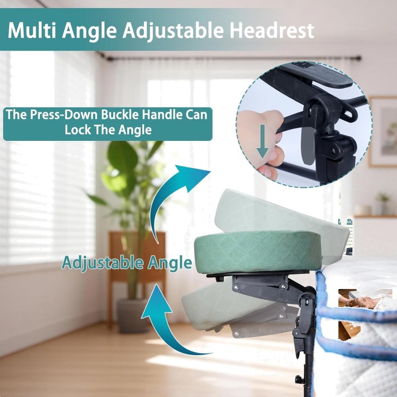 Space-Saving Adjustable Massage Headrest for Home Bed – Perfect for Recovery