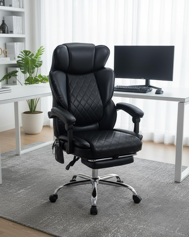 500LBS Massage Office Chair with Foot Rest, 6 Points Vibration and Heat Home Off gallery