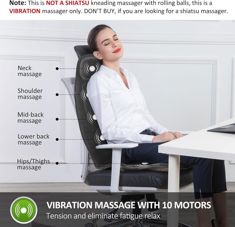Massage Seat Cushion - Heat, Memory Foam, 10 Motors - Superior Comfort, Massage gallery