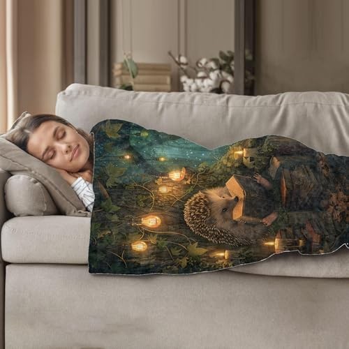 Throw Blanket for Women Girls Boys, Soft Flannel 50"x60" Cute Forest Hedgehog gallery