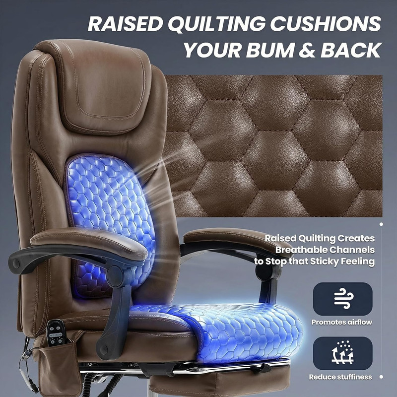 Massage Office Chair Set of 2 with Heat and Footrest - 3-Level 65°C Targeted Hea gallery