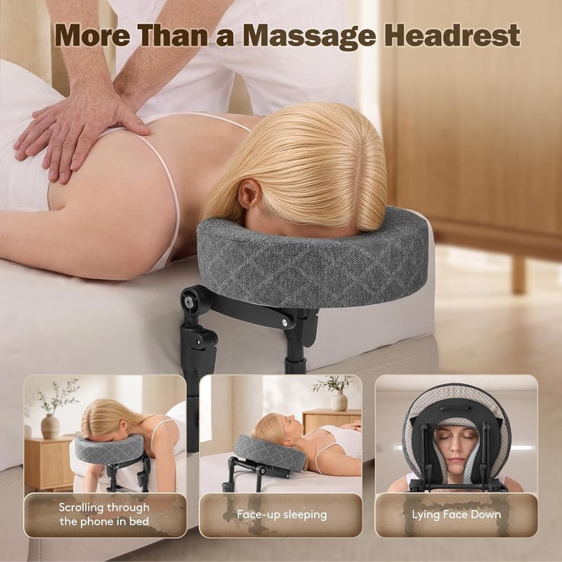 Massage Headrest for Bed, Bed Massage Head Holder & Face Cradle with Pillow |... gallery