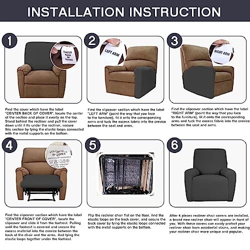 Stretch Recliner Cover 4 Pieces Electric Power Lift Recliner Chair Cover N12 gallery