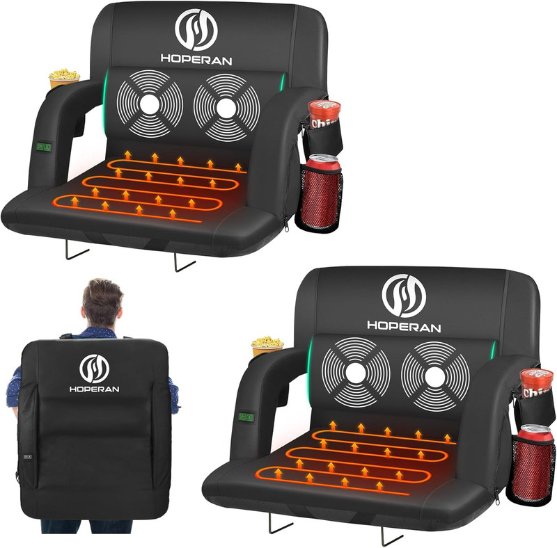 HOPERAN Massage Heated Stadium Seats for Bleachers with Back Support & Lumbar Pi gallery