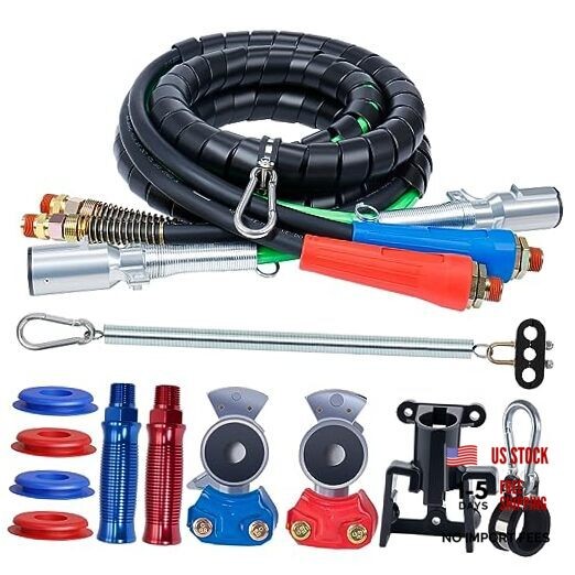 Semi Truck Air Lines Kit 12 FT 3 in 1 ABS Electric Power Line Air Hoses with