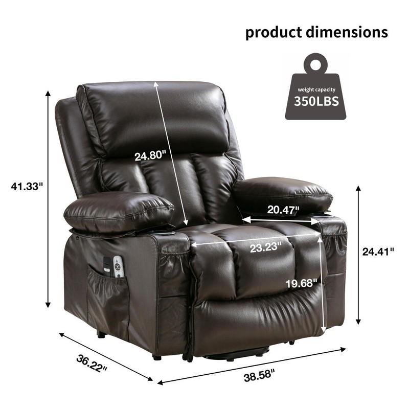 Power Lift Recliner Chair with Heat & Massage, 8 Points, 350 lbs Capacity gallery