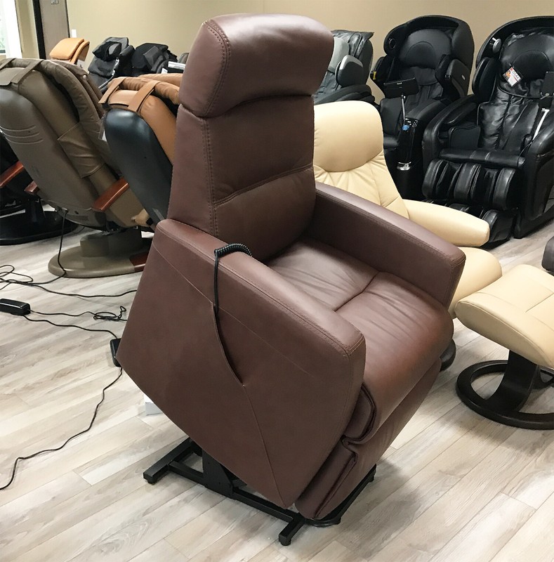 IMG Divani MF225 Med Power Infinite Position Lift Chair Recliner Cognac Leather gallery