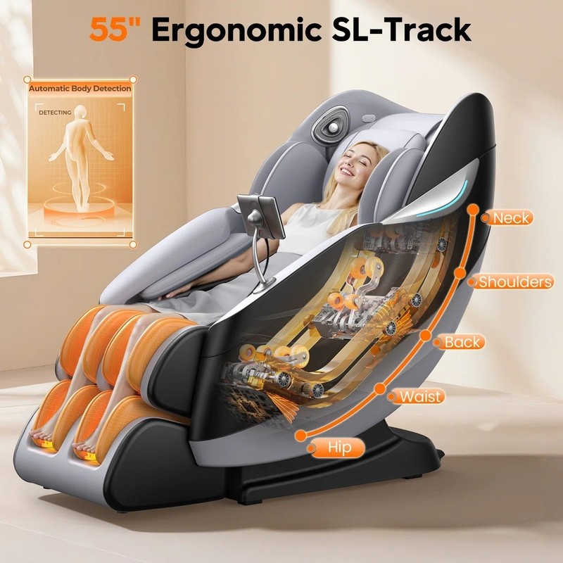 Full Body 4D Zero Gravity Massage Chair Recliner SL Track,AI Voice,Air Bags,Heat gallery