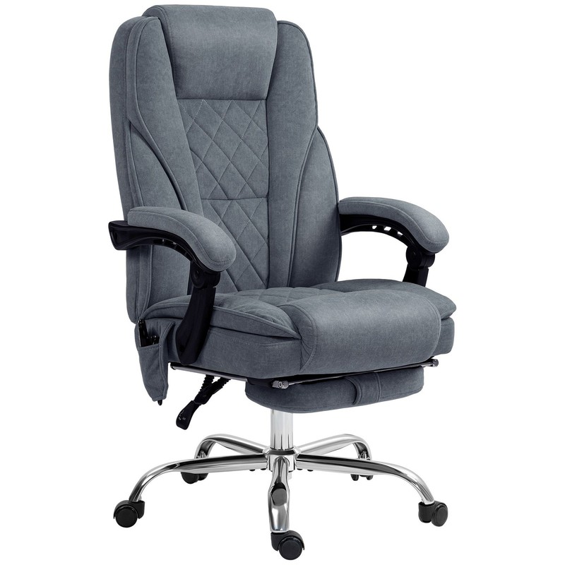 Heated Massage Reclining Office Chair with Adjustable Height and Footrest