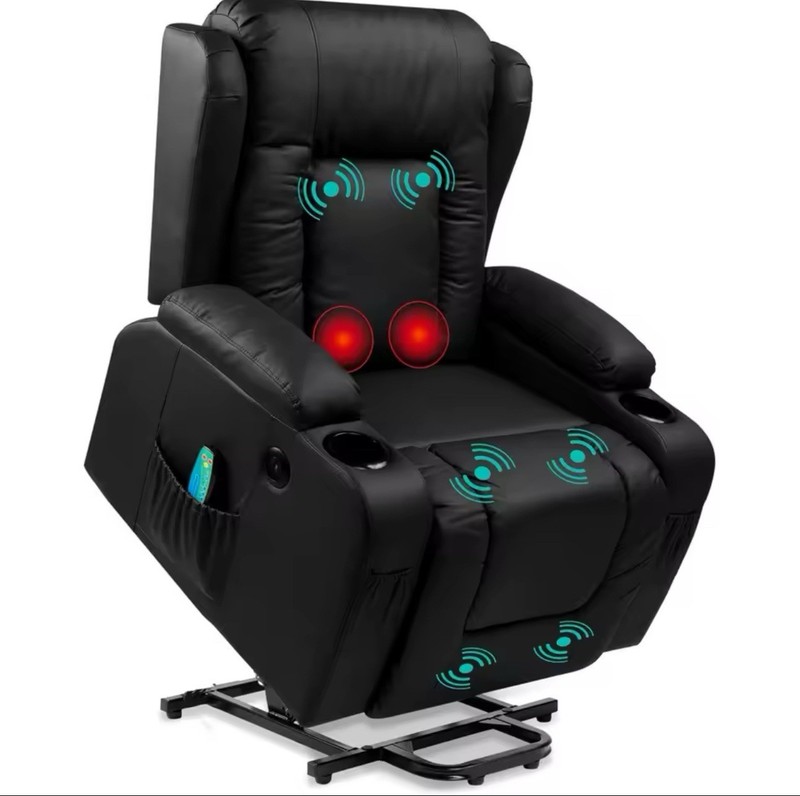 PU Leather Recliner Chair Lift Power Massage Sofa Heat Vibration Heated Leather