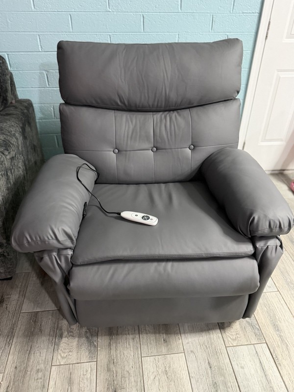 Gray Electric Massage Chair Faux Leather Solid with Remote Control