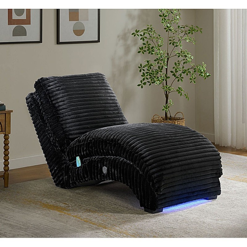 Elements Nori Chaise Heat Massage USB-C LED Lounge Chair U112608847110 Black