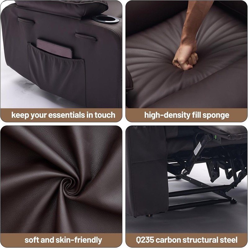 PU Leather Manual Recliner Chair w Massage&Heating, Extra Wide Design for Adults gallery