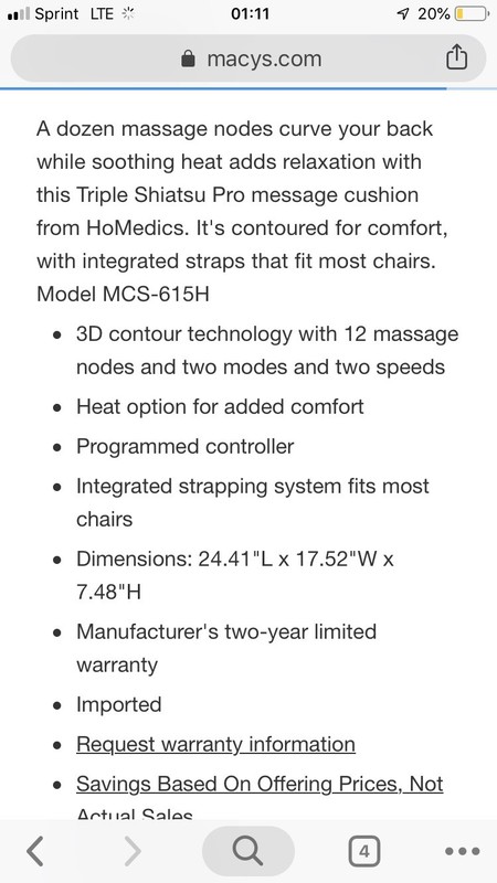 MCS-615H Triple Shaitsu Pro Massage Cushion With Heat gallery