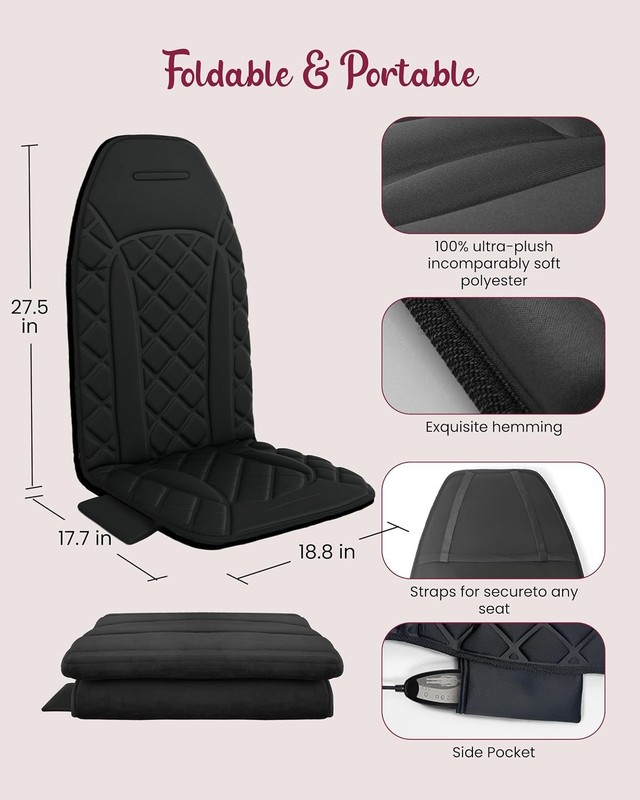Portable Vibration Massage Pad with Heat - Stress Relief Seat Cushion for Office gallery