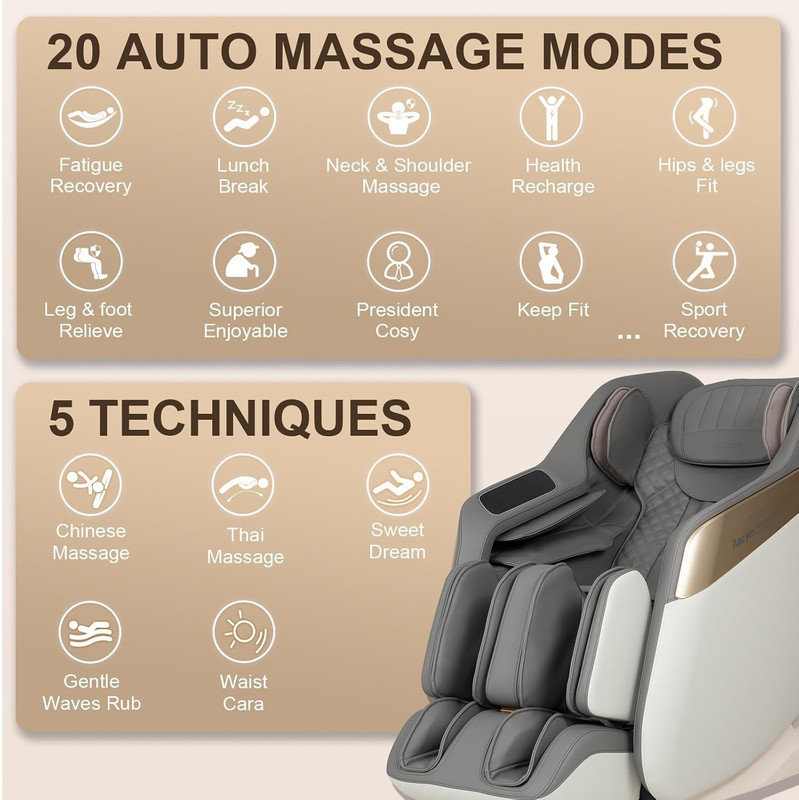 4D Full Body Massage Chair, Zero Gravity, 20 Modes, Bluetooth, Gray gallery