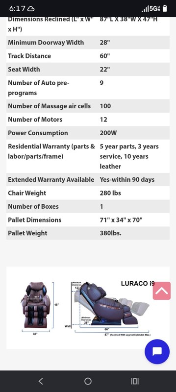 Luraco i9 Max Plus Medical Massage Recliner Chair Genuine Leather SL-Track USA gallery