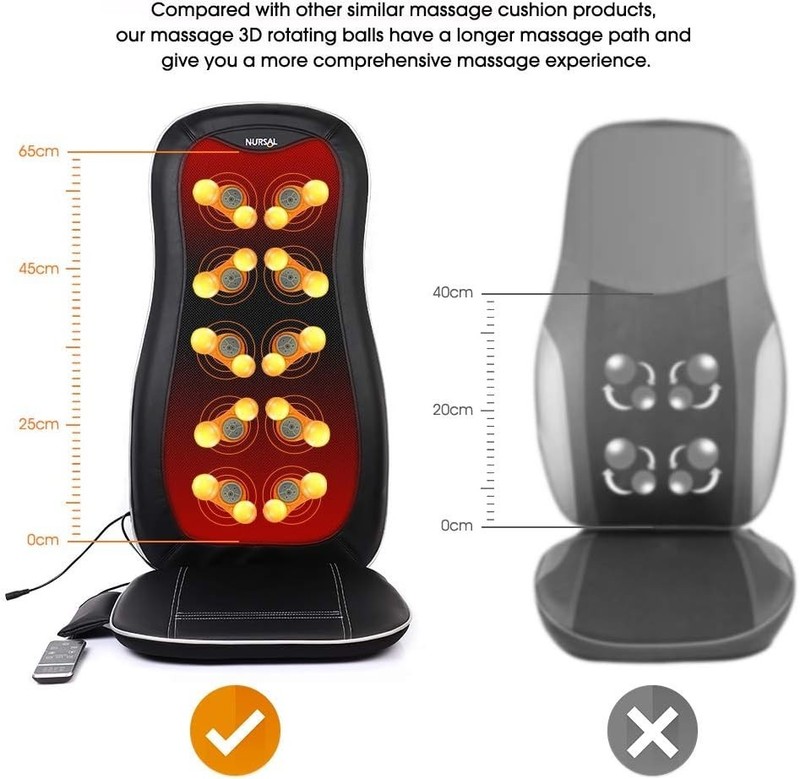NURSAL Shiatsu Heated Massage Seat Cushion Excellent Condition gallery