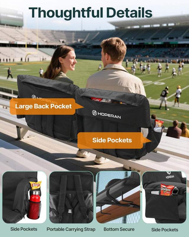 HOPERAN Massage Heated Stadium Seats for Bleachers with Back Support & Lumbar Pi gallery