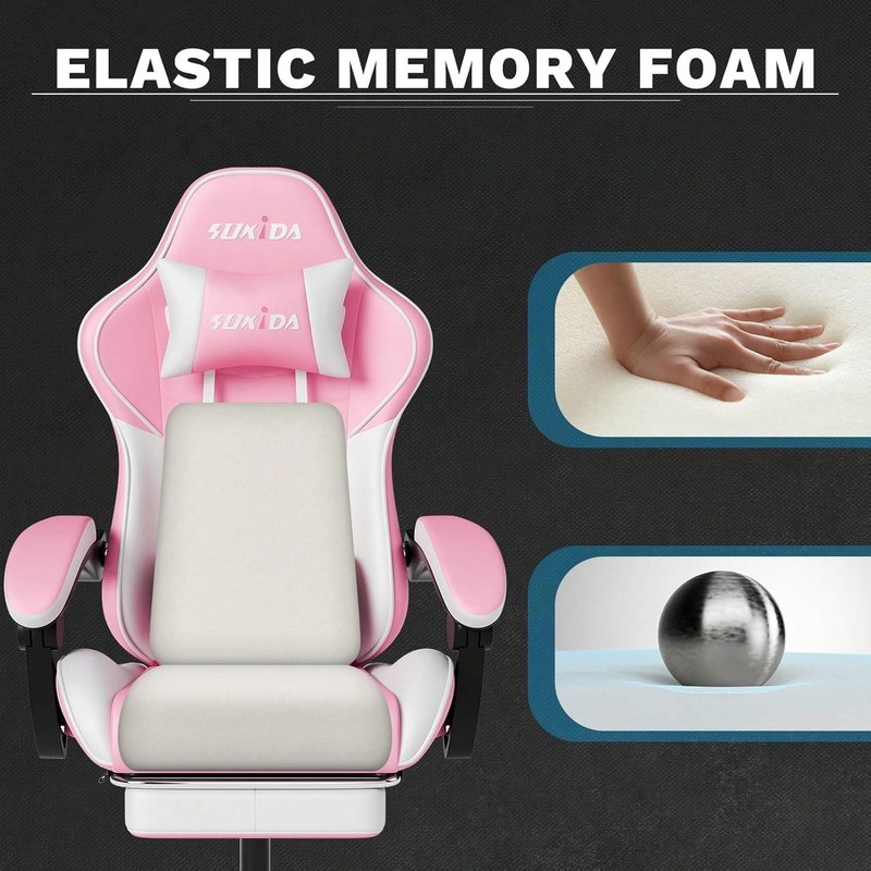 Ergonomic Massage Gaming Chair with Headrest gallery