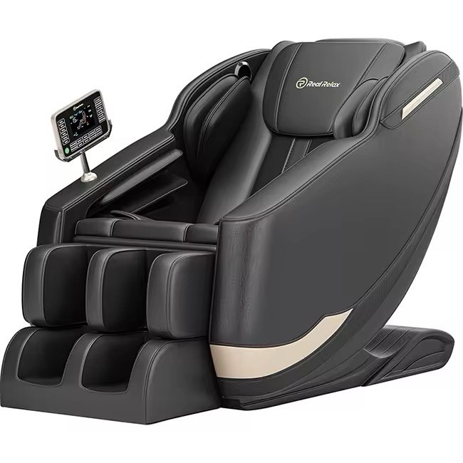 Real Relax Massage Chair Black Faux Leather Zero Gravity Electric Recliner gallery