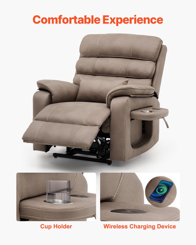 Power Lift Recliner Chair with Heat and Massage Electric Recliner Light Brown gallery