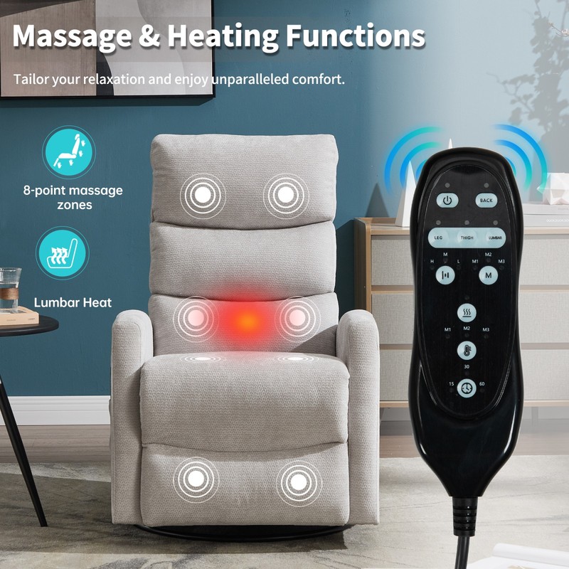 Heat Massage Manual Recliner Chair with Rocker and Swivel gallery