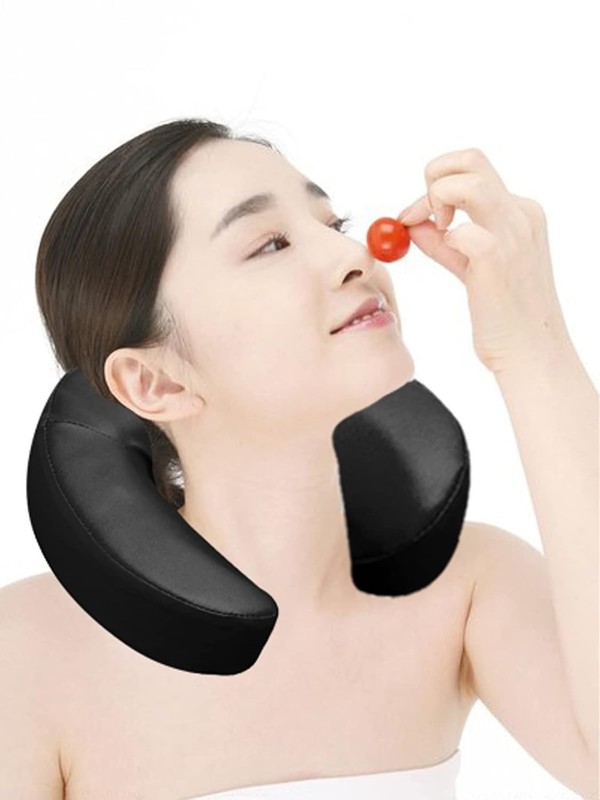 Crescent-Shaped Massage Face Cradle Cushion for Ultimate Relaxation - Black gallery