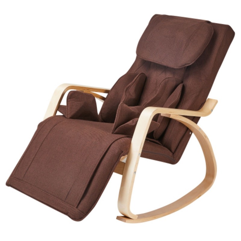 Massage Air Pressure Rocking Lounge Chair with Cotton Fabric Cushion Brown