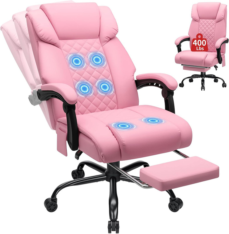 400Lbs Massage Office Chair with Foot Rest 6 Points Vibration Ergonomic Executiv