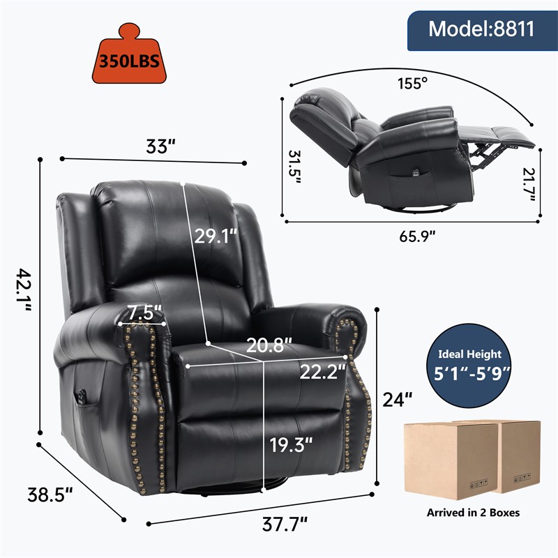 Massage Swivel Rocker Recliner Chair w/ Vibration Massage Heat Ergonomic Lounge gallery