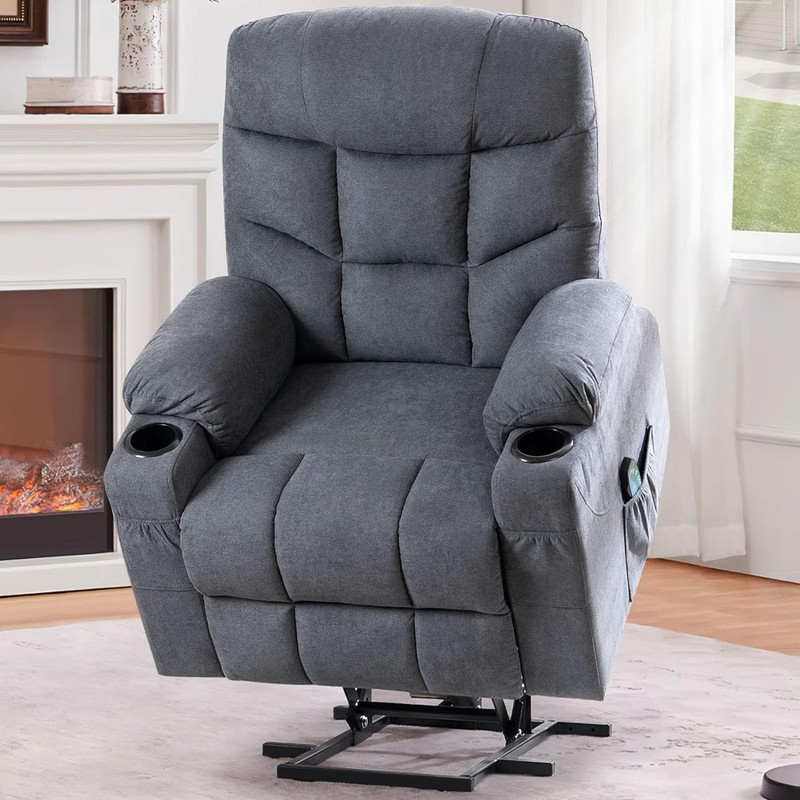 Durable elder lift recliner built with thermal massage, pockets and USB ports