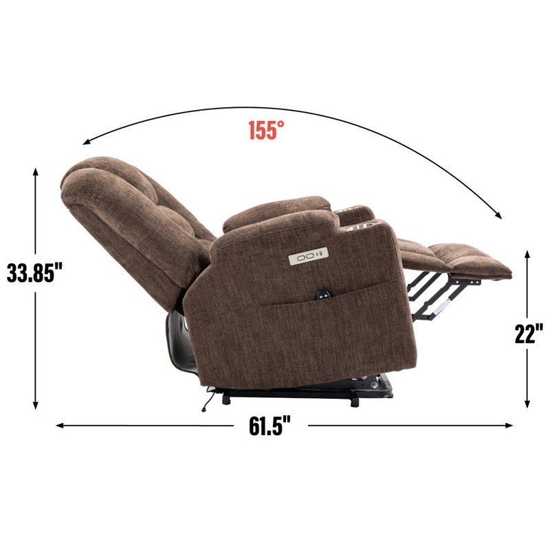 Power Lift Recliner Chair Massage Heat Elderly USB Type-C Cup Holders Chenille gallery