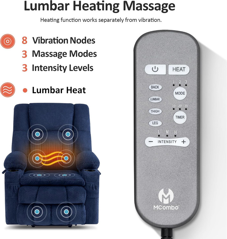 Dual Motor Power Lift Recliner Chair with Massage and Heat for Elderly People, I gallery