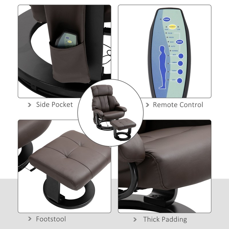Massage Recliner Chair with Ottoman, 360° Swivel, 10-Point Vibration, Remote gallery