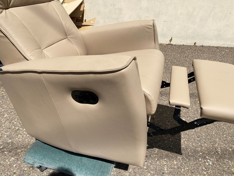 Fjords Ulstein Small Swing Swivel Relaxer Manual Recliner Chair Sandel Leather gallery