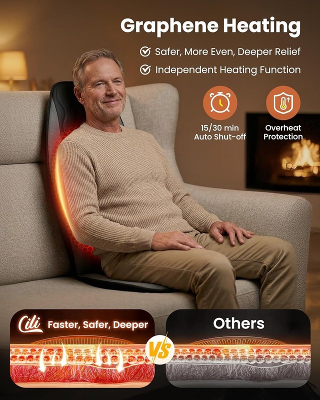 Quiet Vibration Massage Chair Pad for Office and Home - Graphene Heated Comfort gallery