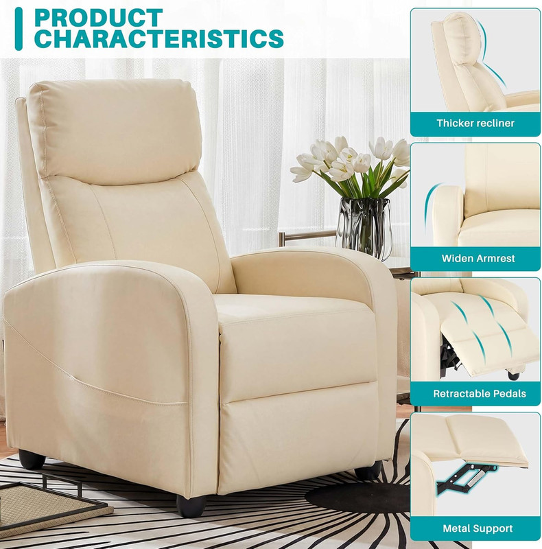 Massage Recliner Chair for Adults, Adjustable Home Theater Seating with Lumbar S gallery
