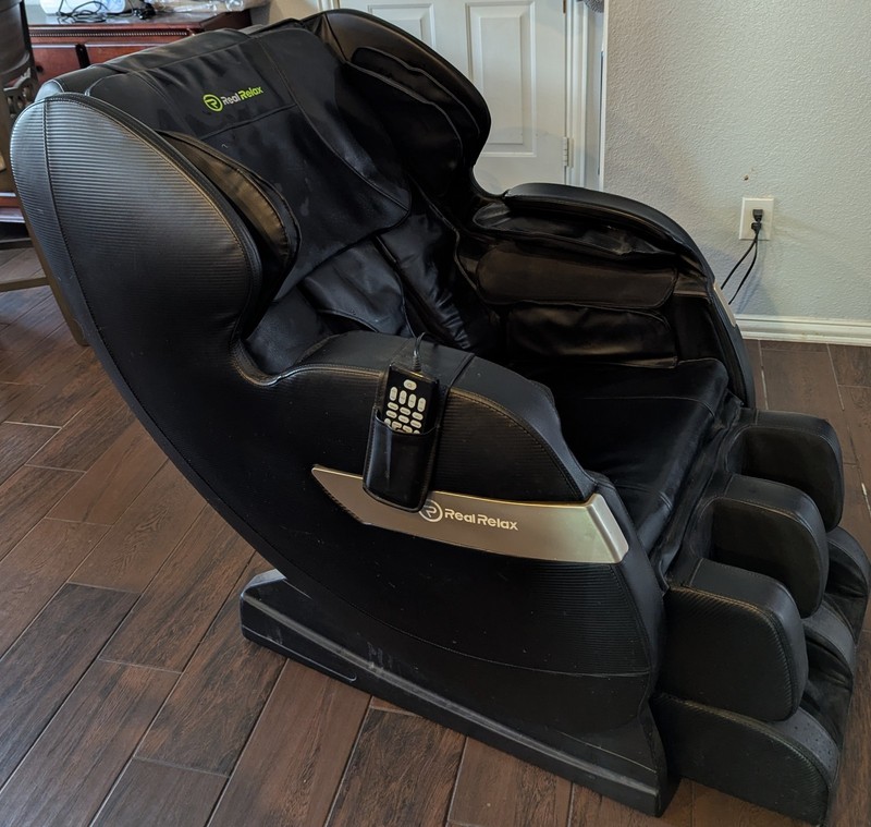 Real Relax Electric Massage Recliner Chair Black Faux Leather Remote Control gallery